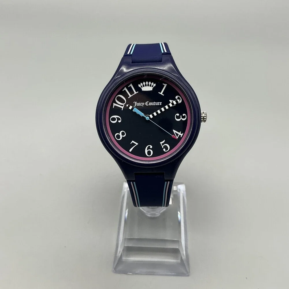 Juicy Couture Womens Watch 38mm Blue Pink Dial Navy New Battery